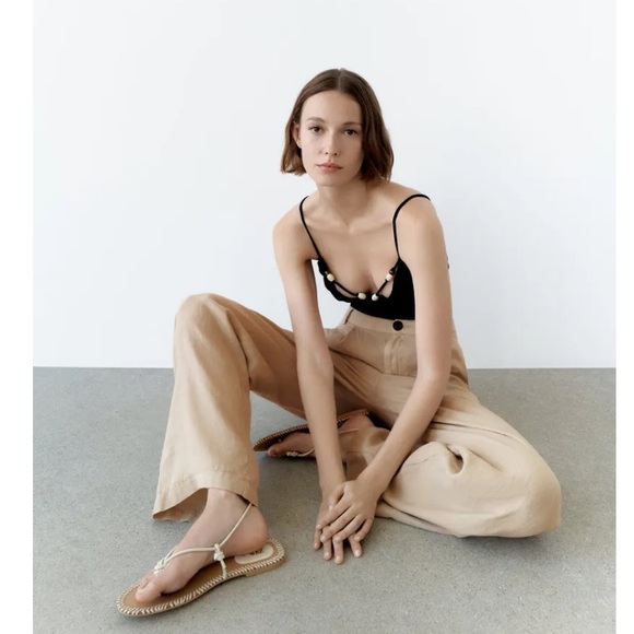 Zara beige wide leg trousers in size XL - Picture 4 of 12